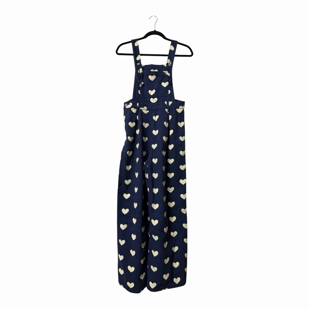 Cider x Polly Pocket Heart Print Wide Leg Overalls Cottagecore Jumpsuit - Picture 1 of 7